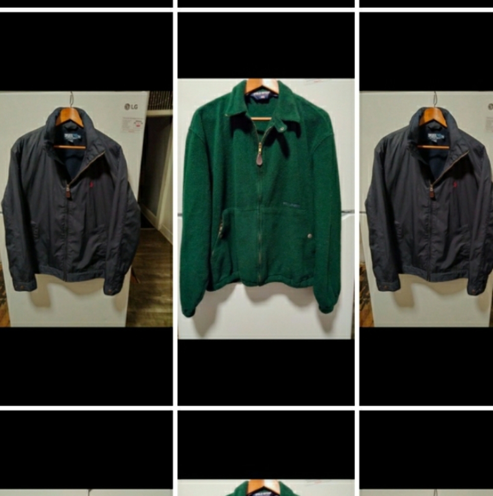 Two Polo Ralph Lauren jackets! Blue Hideaway Hood jacket XL& Polo Sport jacket L